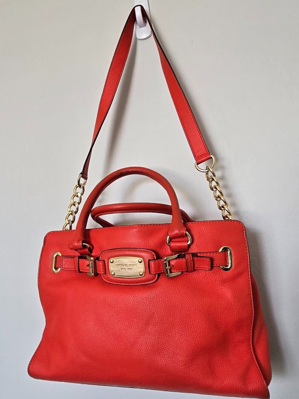 Michael Kors Orange Leather Satchel Shoulder Crossbody Bag Gold Hardware
